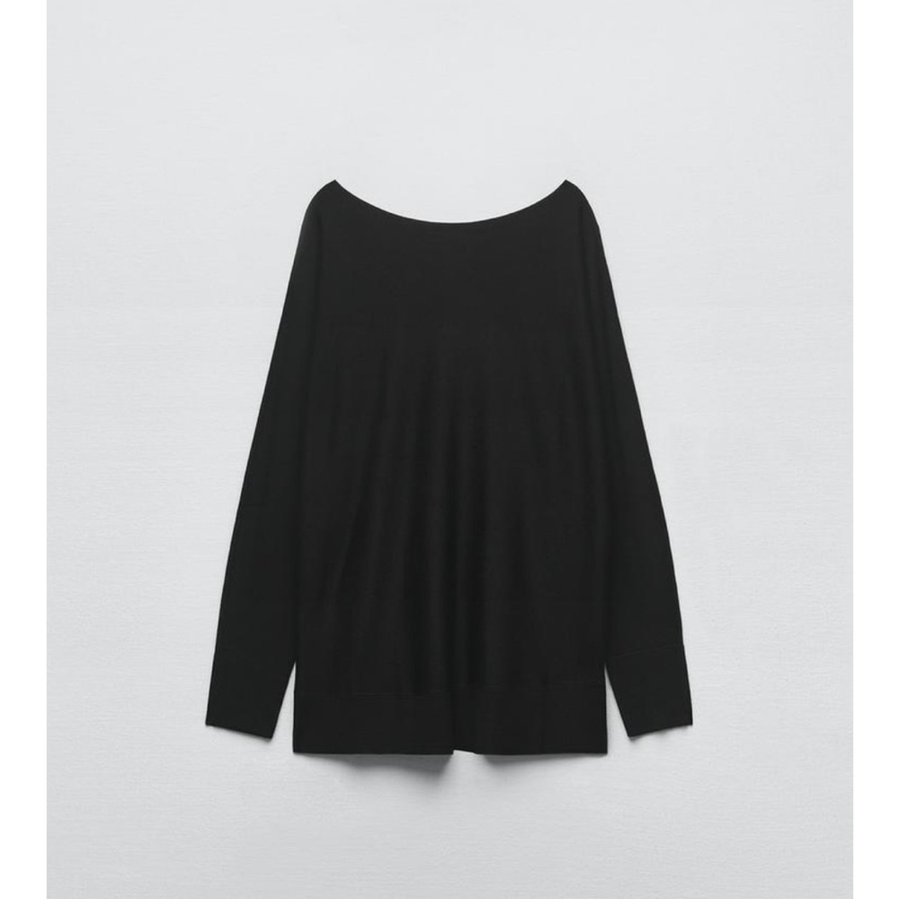 Draped neck knit sweater - black. Never worn, new with tags. Size small.